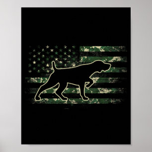 Poster Pointer Alemão de Cabelo Curto Camo Bandeira Ameri