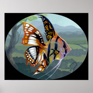 Poster Poissons Volants:  Étude MIM peixes surreais do