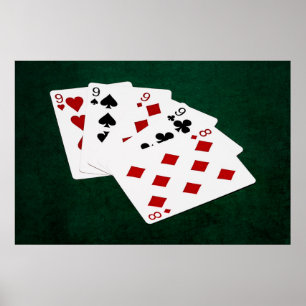 Póster Poker Hands - Four Of A Kind - Nines and Eight