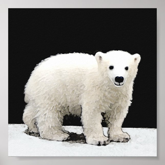 Póster Polar Bear Cub Painting - Arte Original (Frente)