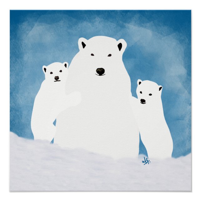 Póster Polar Bear Mãe com Cubos (Frente)
