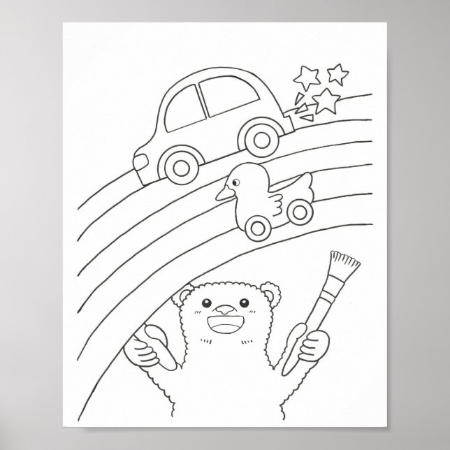 Poster Polar Bear Rainbow Coloring Page Downloadable (Frente)