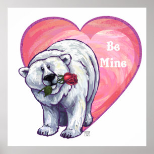Póster Polar Bear Valentine's Day