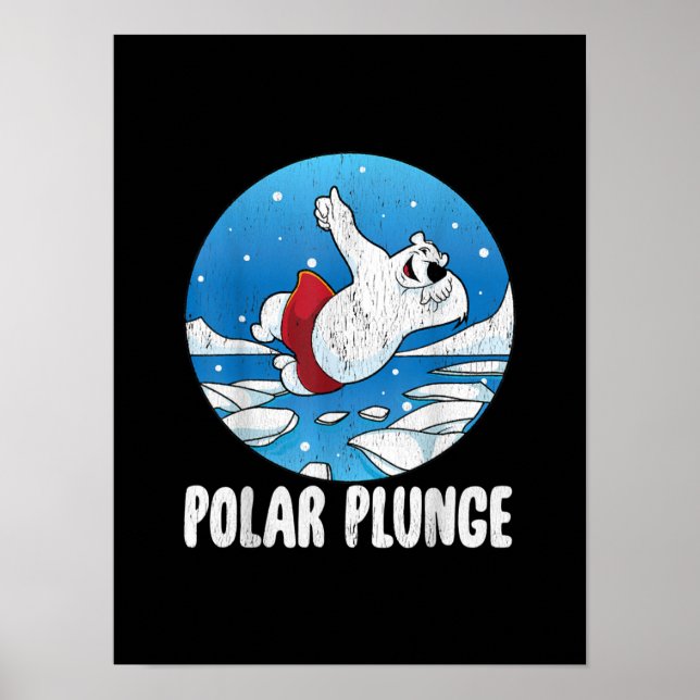 Poster Polar Plunge Ice Salta Urso Polar Natação de inver (Frente)