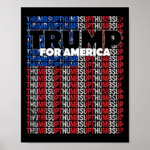 Poster Polegar Para Cima Para A Bandeira Dos EUA Da Améri