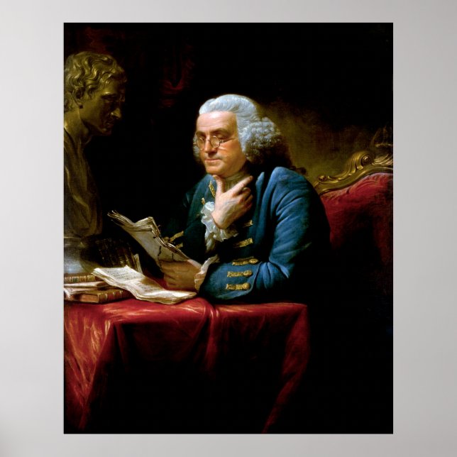 Poster Polegar Retrato, Benjamin Franklin Pai Fundador (Frente)