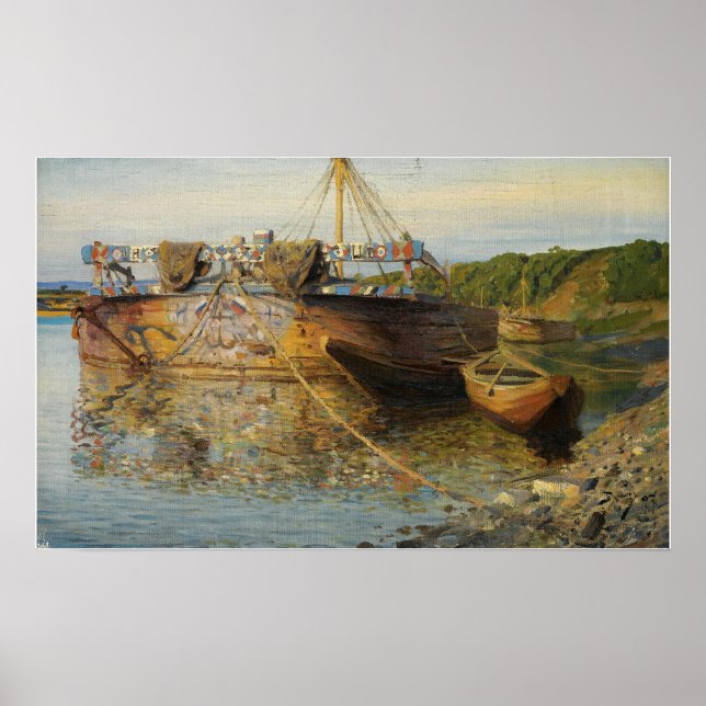 Poster Polenov - Barcaça No Rio Oka (Frente)