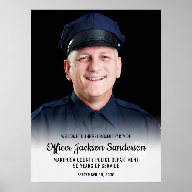 Poster Police Retirement Blue Line Flag Photo Welcome (Frente)