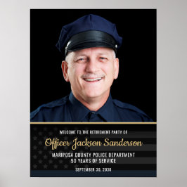 Poster Police Retirement Blue Line Flag Photo Welcome
