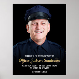 Poster Police Retirement Blue Line Flag Photo Welcome