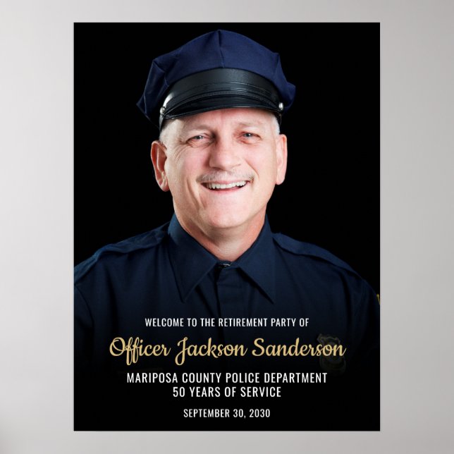 Poster Police Retirement Blue Line Flag Photo Welcome (Frente)