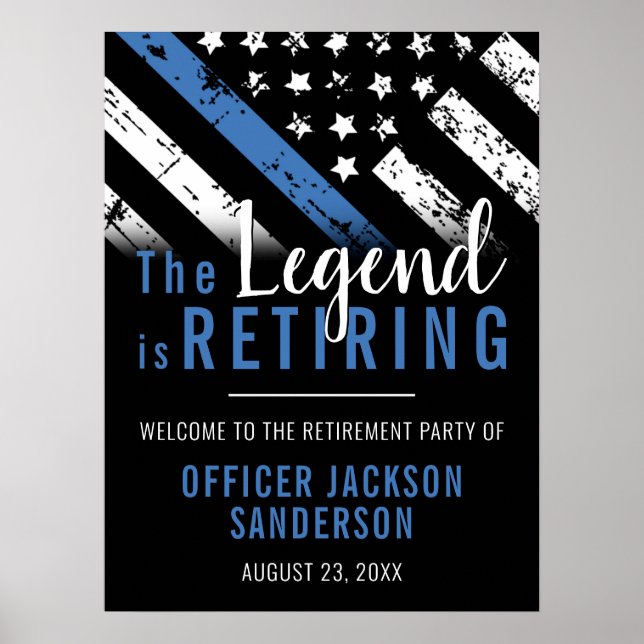 Poster Polícia de Linha Azul Fino da Polícia (Frente)