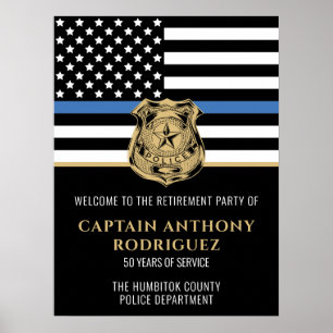 Poster Polícia de Linha Azul Fino da Polícia