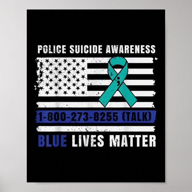 Poster Polícia Suicida Consciência Azul Vive Força da Lei (Frente)