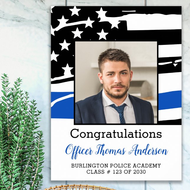 Poster Policial Festa de formatura fina linha azul (Criador carregado)
