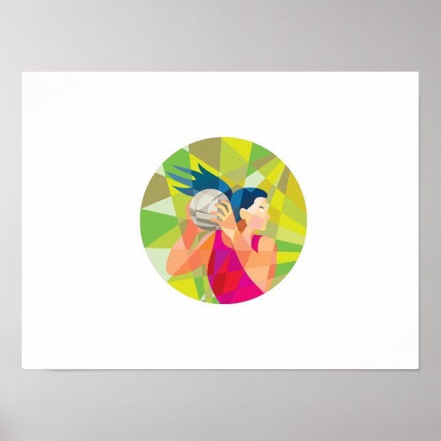 Póster Poligão Baixo de Religação da Bola do Netball Play (Frente)