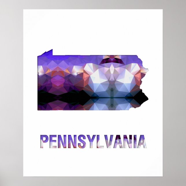 Póster Poligon Mosaico - Mapa PENNSYLVANIA (Frente)