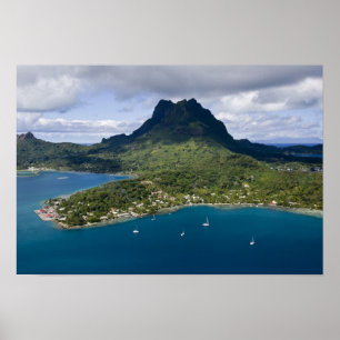 Poster Polinésia Francesa, Bora Bora. Vista aérea de