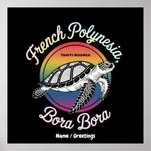 Poster Polinésia Francesa Bora Moorea Tahiti Tartaruga