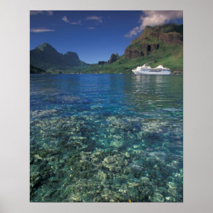 Póster Polinésia Francesa, Moorea. Baía de Cooks. Navio c