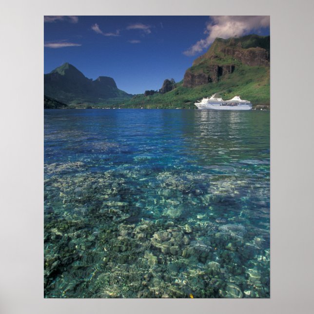 Póster Polinésia Francesa, Moorea. Baía de Cooks. Navio c (Frente)