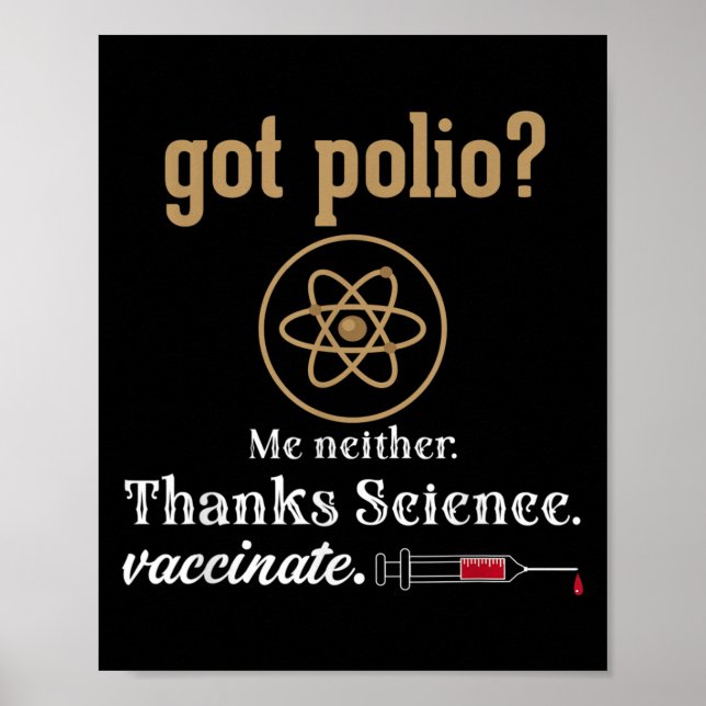 Poster Polio de Ciência do Humor Gráfico Engraçado Vacina (Frente)