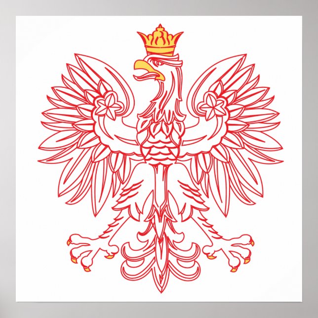 Poster Polish Eagle Outlined In Red (Frente)