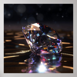 Poster Polished diamond, shiny gemstone zoom