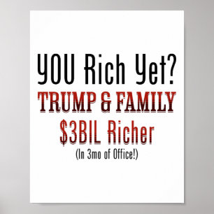 Poster Político Corrupto Divertido Trump Enriquece No Esc