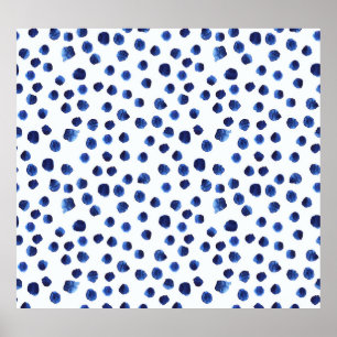 Poster Polka Azul: Ponto de Aquarela Sem Vista.