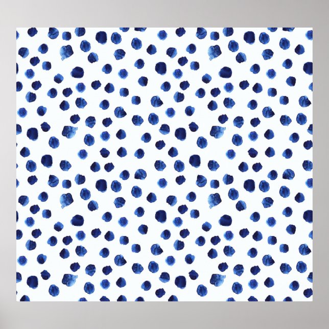 Poster Polka Azul: Ponto de Aquarela Sem Vista. (Frente)