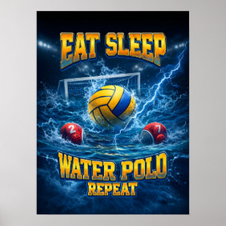Poster Polo Aquático Estilo Retro Pirata