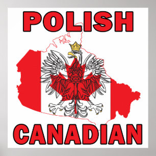 Póster Polonês canadiano - Mapa do Canadá