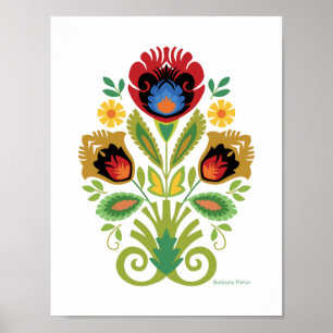 Poster Polonês Floral Dark Papercut design