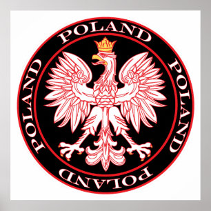 Póster Polonês redondo Eagle do vermelho