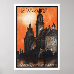 Póster Polônia de Krakow das viagens vintage
