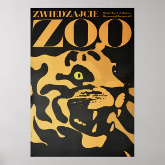 Poster Polônia de Varsóvia Visite O Zoo Tiger 1967 Antiga