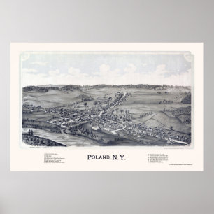 Póster Polônia, mapa panorâmico de NY - 1890