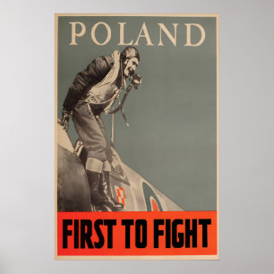 Poster Polônia Primeiro a Lutar Cartaz da Segunda Guerra 