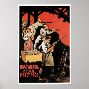 Poster Polônia Propaganda Guerra Polono-Soviética 1920 To