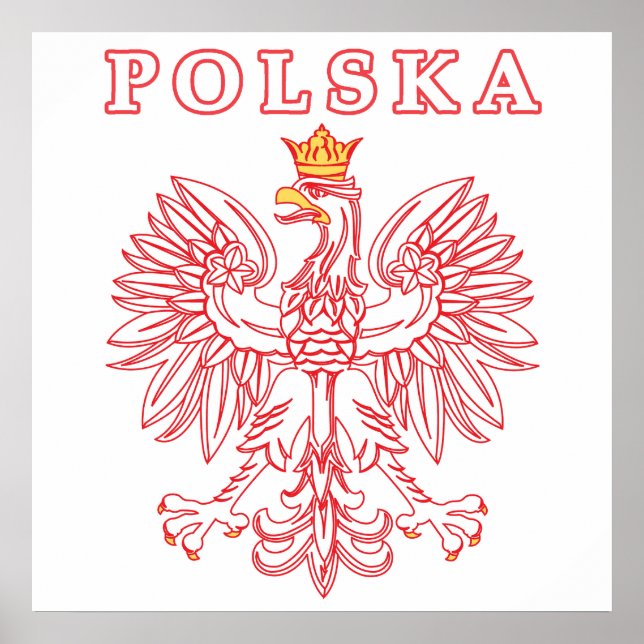 Póster Polska Com Águia Polonesa Vermelha (Frente)