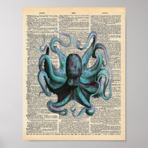 Poster Polvo azul do oceano da arte do dicionário do
