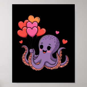 Poster Polvo Com Balões de Coração Dia de São Valentim 