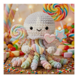 Póster Polvo de Crochê Fofo Estética Candy Land