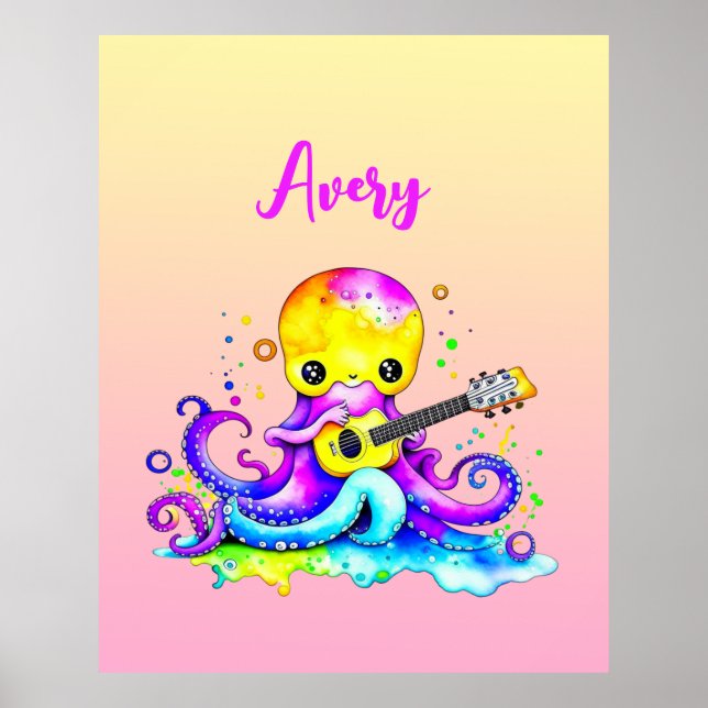 Poster Polvo de desenho animato personalizado tocando vio (Frente)