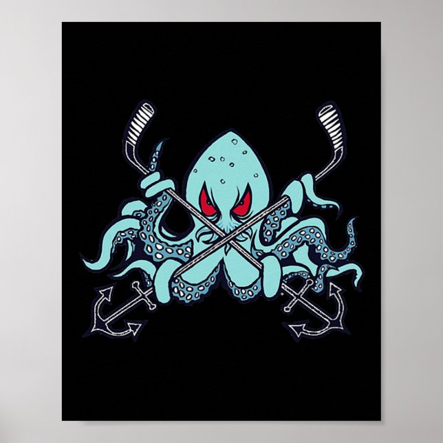 Poster Polvo de Hóquei no Gelo Lula Oceano Monstro Marinh (Frente)