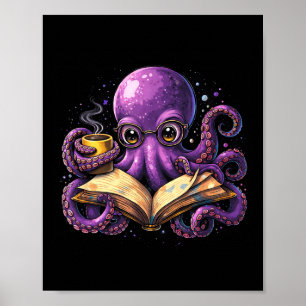 Poster Polvo lendo livro amante de café livresco cafeína