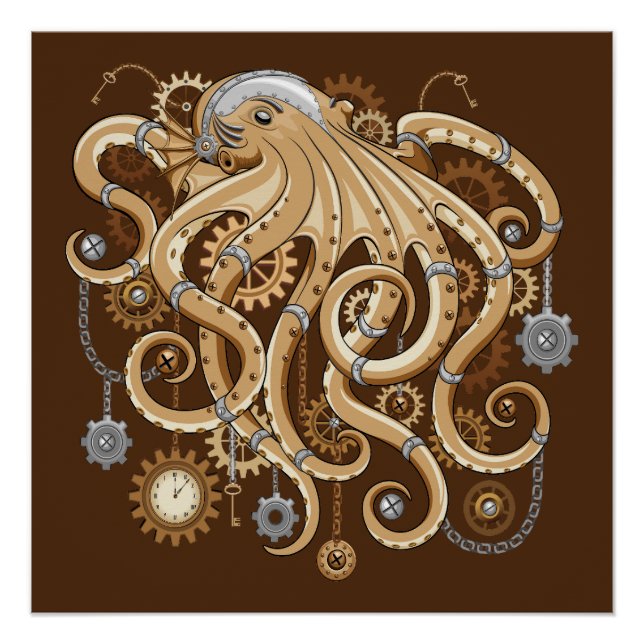 Póster Polvo Steampunk Retro Fantasia Mecânica (Frente)