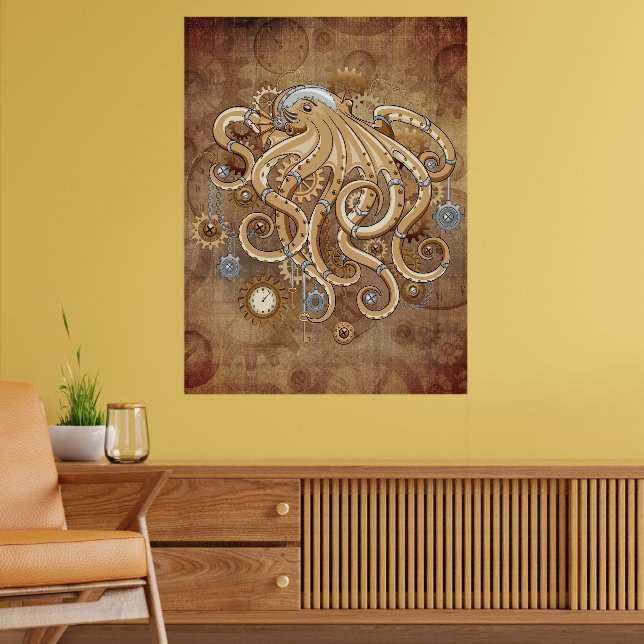 Poster Polvo Steampunk Retro Fantasia Mecânica (Sala de Estar 2)