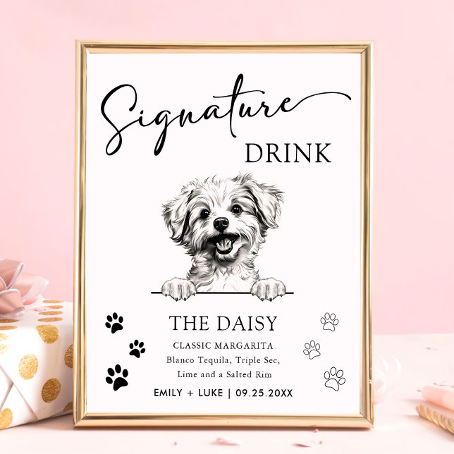 Poster Pomapoo Cachorro Signature Drink Sign (Criador carregado)